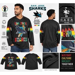 FG San Jose Sharks Black History Month NHL Jersey Men's XL BHM Long Sleeve Shirt